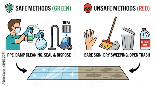 Safe vs Unsafe Mold Removal Cleaning Procedures Infographic