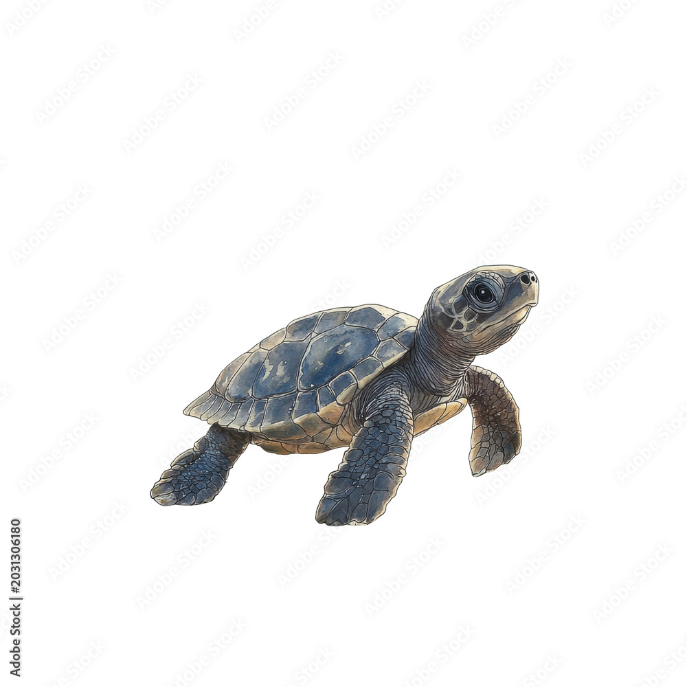 Fototapeta premium Closeup Realistic Young Turtle Black Background