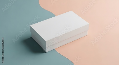 White blank product box mockup on teal and peach gradient background minimal design