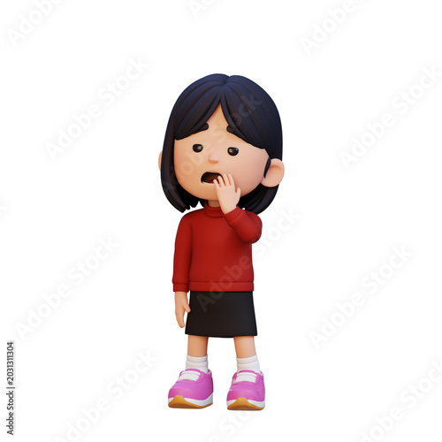 Fotografija 3D Young Girl feeling sleepy drowsy and low awareness concept.