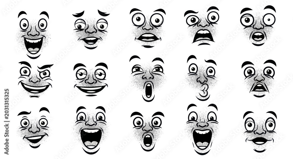 Φωτογραφία Cartoon faces with various expressions 1.