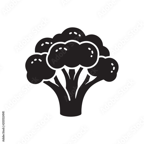 Tableau sur toile Silhouette of broccoli florets arranged in a modern minimalist composition