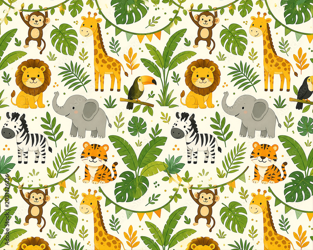 Obraz premium seamless pattern with funny animals