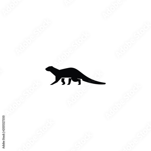 Tableau sur toile Black Otter silhouette rendered in a clean minimalist vector style, isolated on a white background