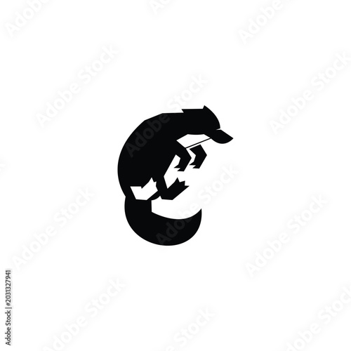 Tableau sur toile Black Platypus silhouette rendered in a clean minimalist vector style, isolated on a white background