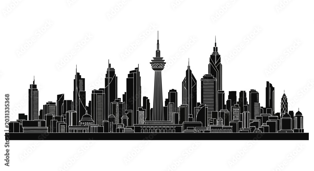 Fototapeta premium Auckland skyline silhouette, modern city architecture cityscape