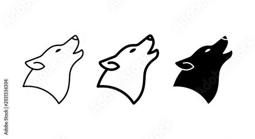 Фотография Howling Wolf Head Vector Icons, Wild Animal Silhouette Graphics, Nature Spirit E