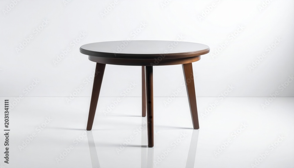 Fototapeta premium Modern Round Wooden Table with Elegant Design and Smooth Surface