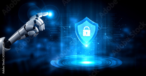 Fotografia A smart AI assistant acts as a digital security shield, offering active network protection