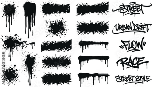 Tableau sur toile Collection of grunge car decal designs featuring black graffiti tag text paint s