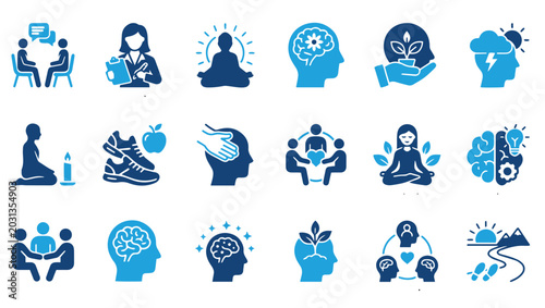 Mental Health Therapy & Wellness Icons Collection