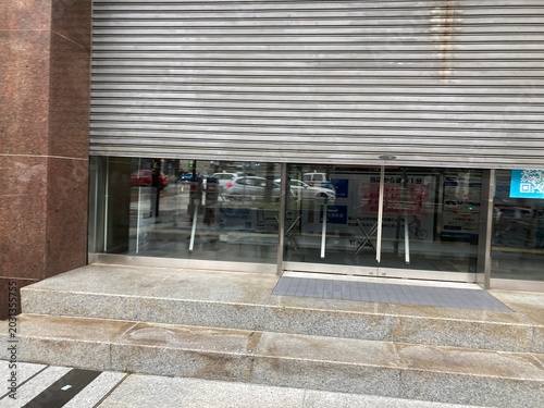 A store with its shutters down