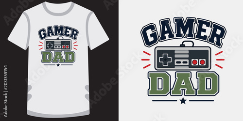 Fotografía Gamer dad t shirt design for gaming enthusiasts and fatherhood celebration with controller graphic
