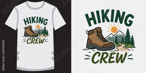 Tableau sur toile Hiking crew t shirt design for outdoor enthusiasts and mountain trail adventurers