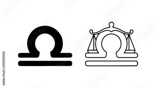 Tableau sur toile Libra Zodiac Sign Icons Set Black and White