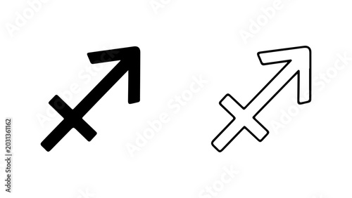 Tableau sur toile Sagittarius Zodiac Sign Symbol Solid and Outline Icons