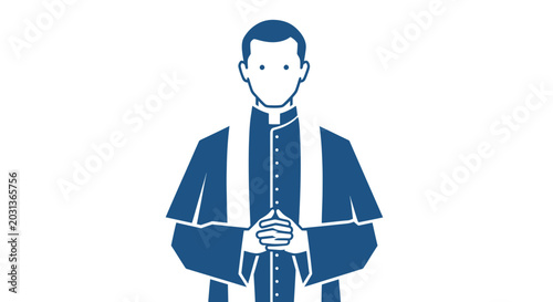 Canvastavla Cleric Illustration: Priest in Cassock and Stole, Religious Figure, Praying Hand