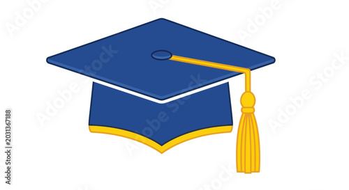 Tableau sur toile Blue Graduation Cap with Yellow Tassel - Academic Achievement Symbol