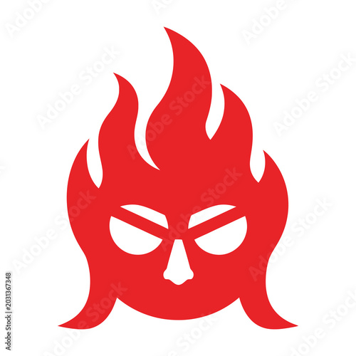 Canvas-taulu angry fire face icon symbol