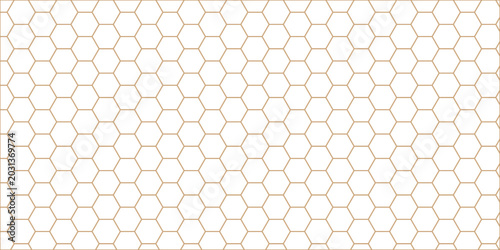 Billede på lærred Light beige hexagon seamless pattern vector background with geometric shapes, id
