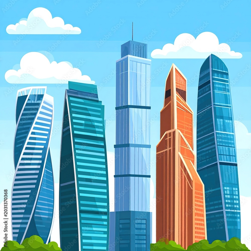 Obraz premium Modern city skyscrapers urban landscape architecture.