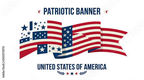 Hand-drawn patriotic illustration depicts American flags waving freely outdoors America