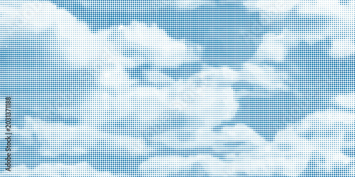 Schilderij op canvas retro sky pattern on old paper background. raster vintage clouds