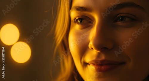 potrait wanita dengan cahay kuning