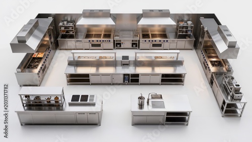 Professional Stainless Steel Commercial Kitchen Interior