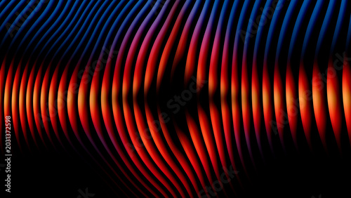 Foto Textured abstract background with red and blue curving lines, vertical stripes
