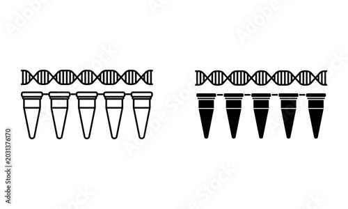 dna double helix and pcr tubes icon vector