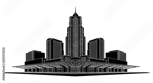 Modern City Skyline Silhouette Illustration for Urban Architecture