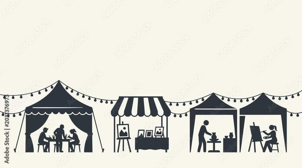 Fototapeta premium Art fair with vendors and artists showcasing work