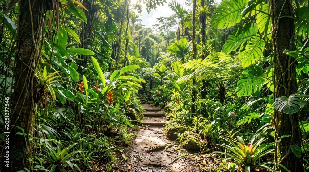 Obraz premium Collection of Tropical Green Trees and Plants