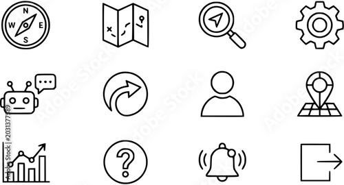 Tableau sur toile Technology and Web UI Navigation Line Icons Collection