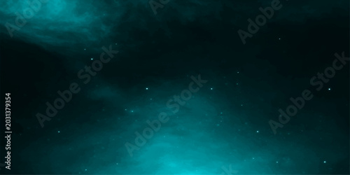 Slika na platnu Deep teal deep space background with stars, galaxy, nebula and cosmic night sky