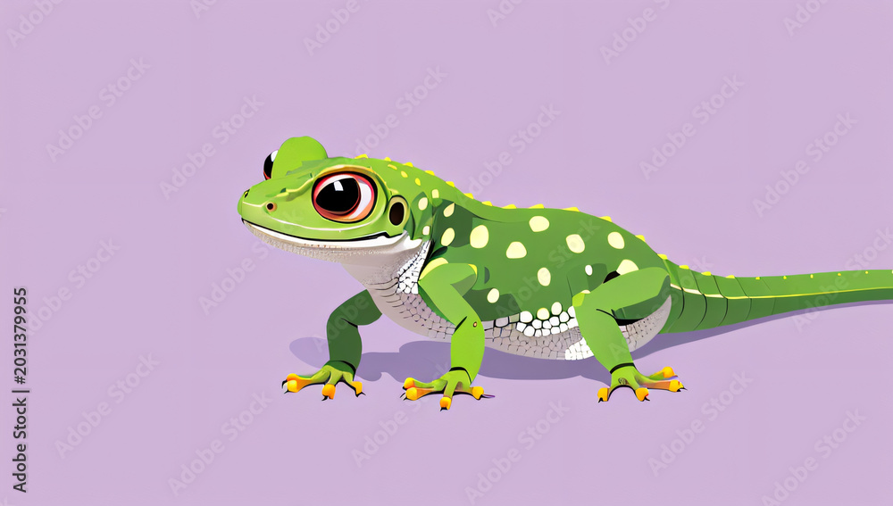 Fototapeta premium Green Gecko with White Spots Closeup.