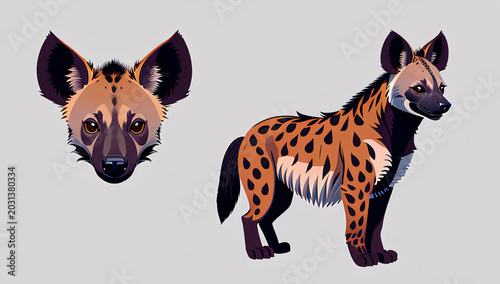 Spotted Wild African Hunting Dog Portrait.