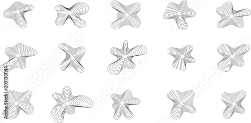 Abstract 3D organic shape collection with smooth monochrome forms and futuristic floating geometric elements. Modern fluid symbols for technology branding, app interfaces and creative digital design 