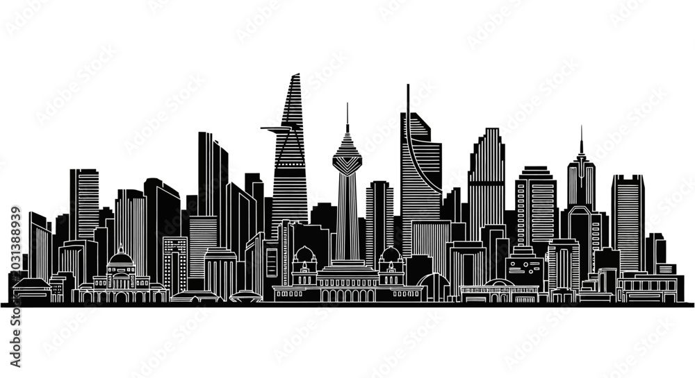 Obraz premium Ho Chi Minh City Skyline Silhouette Vector Illustration