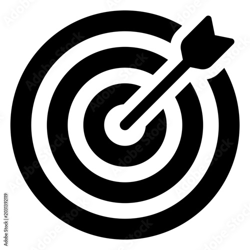 Archery Target Solid Icon, Bullseye Aim, Sport Competition