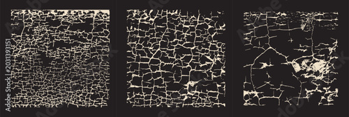 Foto Abstract cracked grunge texture collection with distressed monochrome fracture patterns and rough weathered surface effects