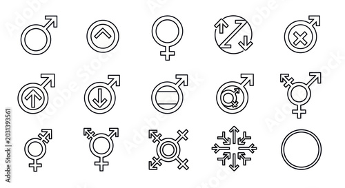 Obraz na płótnie Gender Symbols and Icons Collection: Diversity, Identity, and Equality