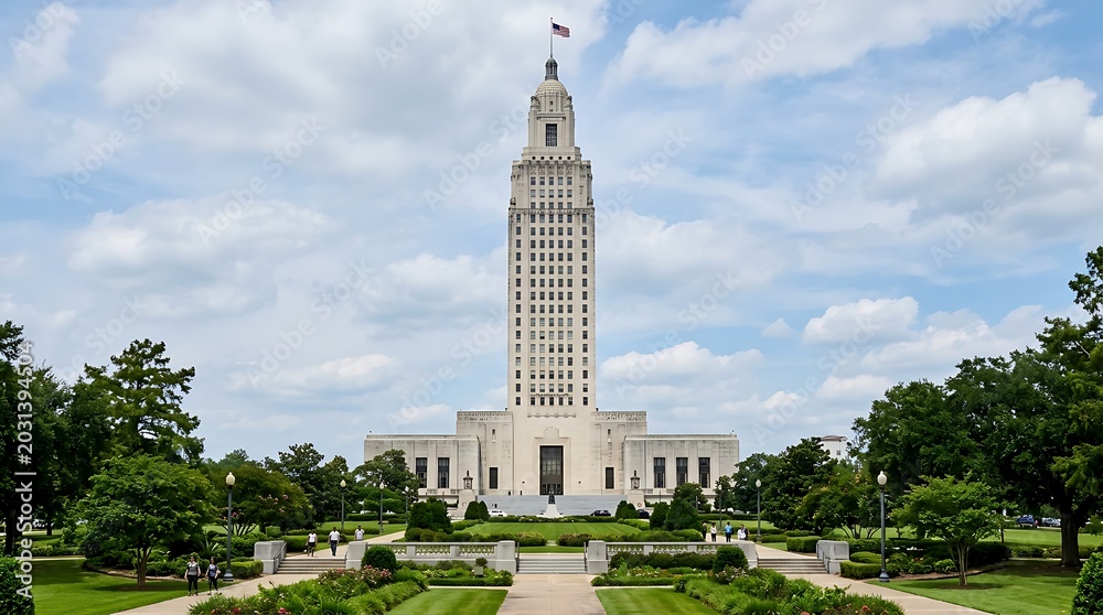 Fototapeta premium Louisiana State Capitol Building in Baton Rouge with Gardens