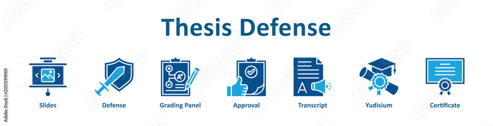 Fototapeta premium -Thesis Defense web icon banner with glyph color style