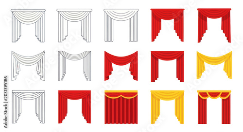 Quadro su tela Collection of Curtain Styles, Drapery Designs, and Window Treatments