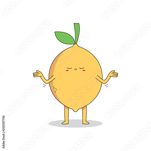 Картината върху платно Cute lemon fruit cartoon character nonchalant attitude doodle