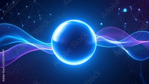 Holographic quantum data sphere digital energy sphere background for tech innovation and business data networking presentations quantum computing bigdata electrons background