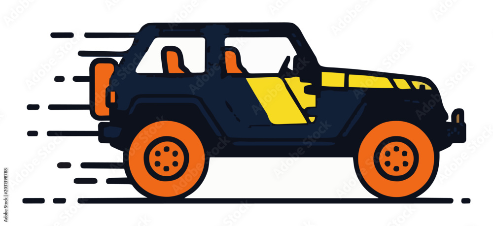 Fototapeta premium Off-road jeep isolated on white background. Generative AI