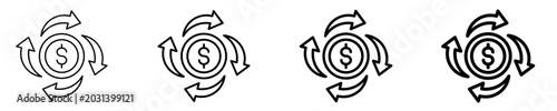 Photos Cash Flow Icon Set Different Style Collection